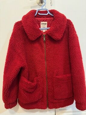 Garage Girls' Red Sherpa Zip-Up Coat